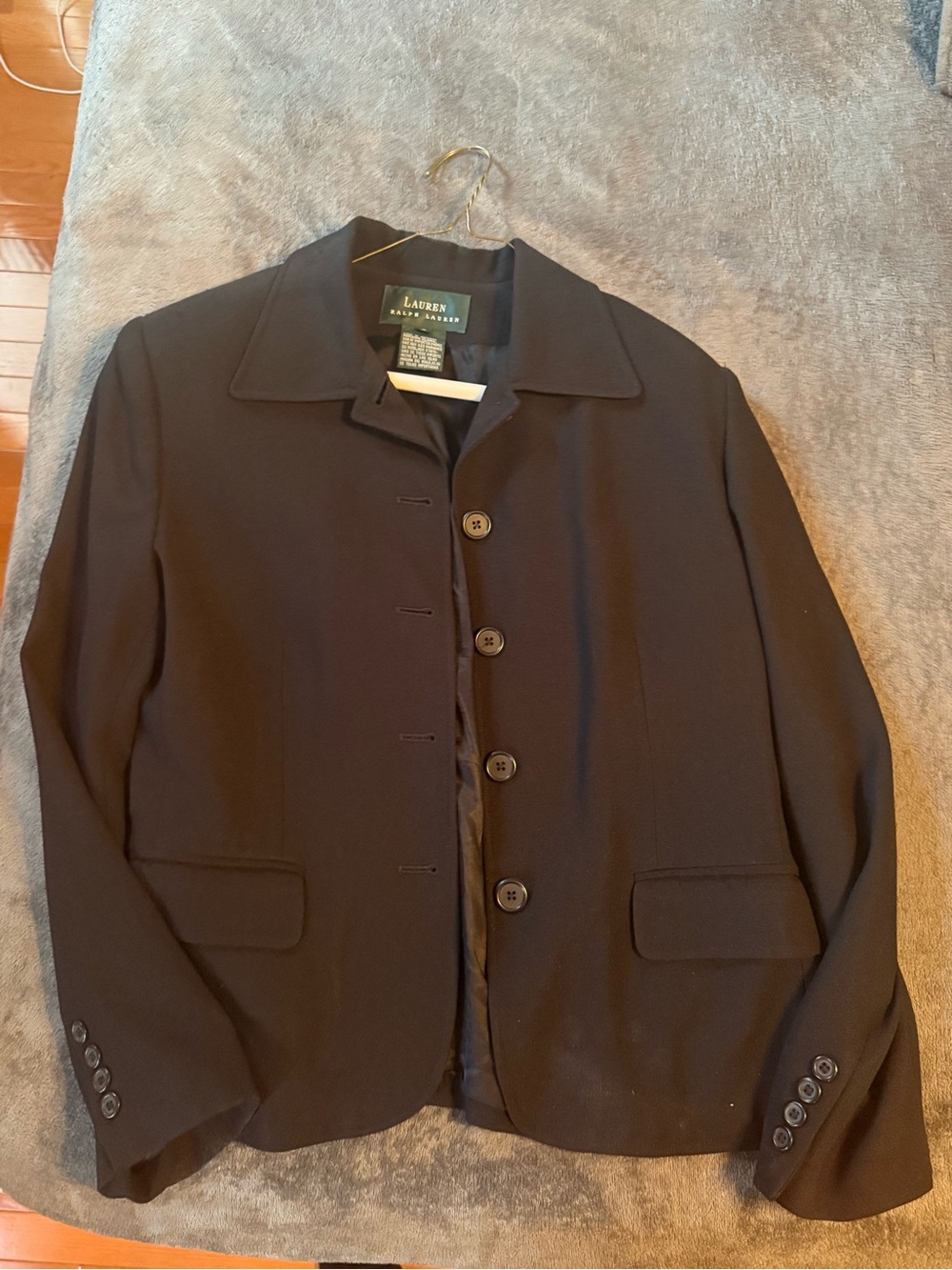 Lauren Ralph Lauren 100% Wool Black Blazer Jacket Size 8 women’s